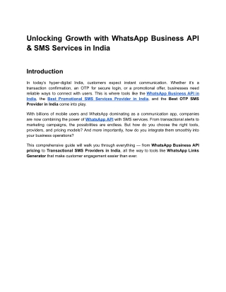 Unlocking Growth with WhatsApp Business API & SMS Services in India