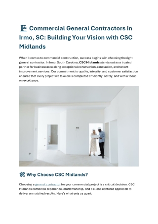 Commercial General Contractors in Irmo