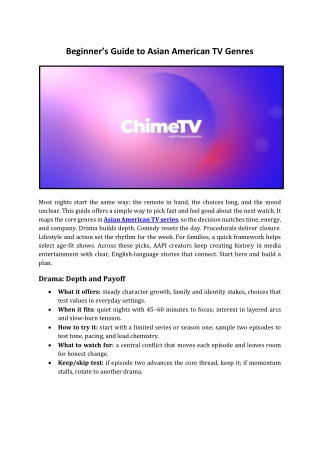 Beginner’s Guide to Asian American TV Genres on ChimeTV