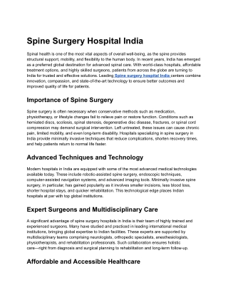 Spine surgery hospital India