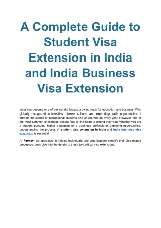 A Complete Guide to Student Visa Extension in India and India Business Visa Extension