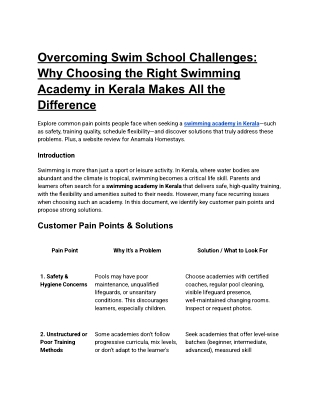 Overcoming Swim School Challenges_ Why Choosing the Right Swimming Academy in Kerala Makes All the Difference