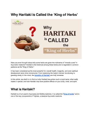 Why Haritaki is Called the ‘King of Herbs’