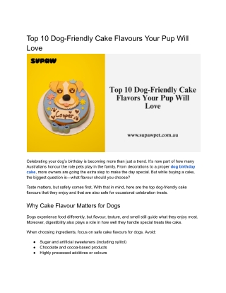 Top 10 Dog-Friendly Cake Flavours Your Pup Will Love
