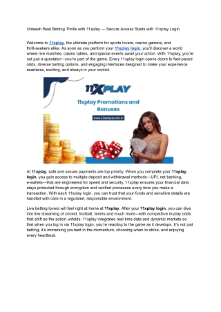 Unleash Real Betting Thrills with 11xplay — Secure Access Starts with 11xplay Lo