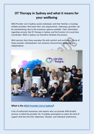 OT Therapy in Sydney and what it means for your wellbeing