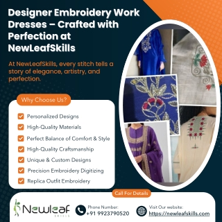 Designer Embroidery Work Dresses – Crafted with Perfection at NewLeafSkills