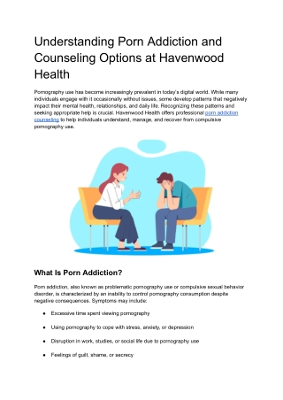 Understanding Porn Addiction and Counseling Options at Havenwood Health
