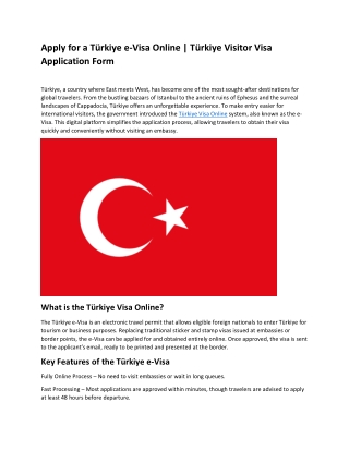 Türkiye Visa Online A Simple Guide for Travelers