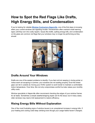 How to Spot the Red Flags Like Drafts, High Energy Bills, and Condensation
