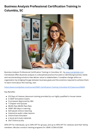 Business Analysis Professional Certification Training in Columbia, SC