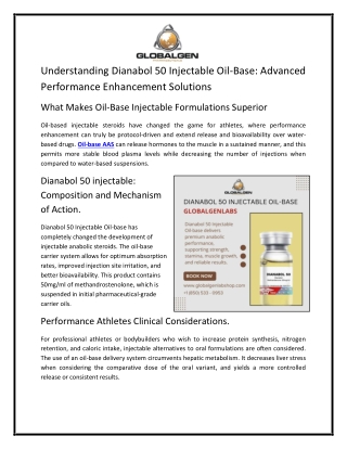Dianabol 50 Injectable Oil-Base Advanced Performance Enhancement Solutions