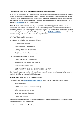 4 How to Use an SMM Panel to Grow Your YouTube Channel in Pakistan