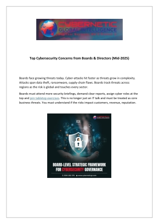 Top Cybersecurity Concerns from Boards & Directors (Mid-2025)