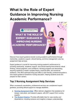 What Is the Role of Expert Guidance in Improving Nursing Academic Performance?