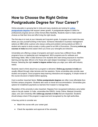 How to Choose the Right Online Postgraduate Degree for Your Career_