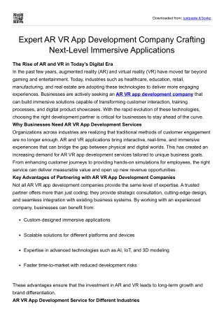 AR VR App Development Company - Designoweb Technologies