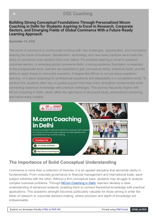 Transform Learning with MCom Coaching in Delhi for Commerce