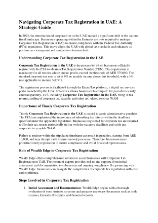 Navigating Corporate Tax Registration in UAE