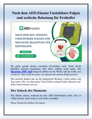 Nach dem AED-Einsatz Unsichtbare Folgen und seelische Belastung für Ersthelfer