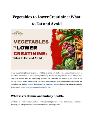 Vegetables to Lower Creatinine: What to Eat and Avoid
