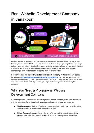 Best Website Development Company in Janakpuri