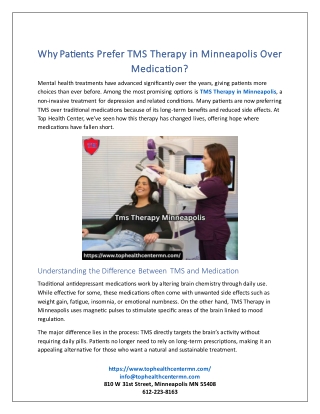 Why Patients Prefer TMS Therapy in Minneapolis Over Medication?