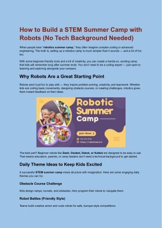 How to Build a STEM Summer Camp with Robots (No Tech Background Needed)