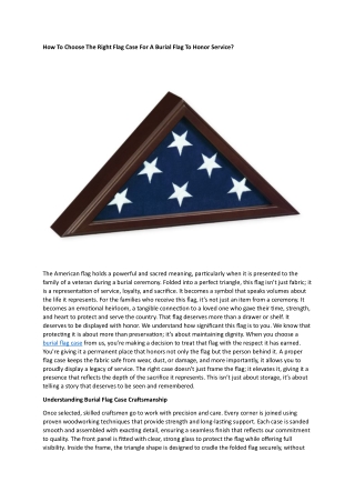 Flag Case For A Burial Flag