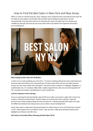 How to Find the Best Salon in New York and New Jersey
