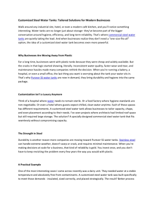 Customized Steel Water Tanks Tailored Solutions for Modern Businesses