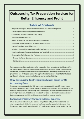 Outsourcing Tax Preparation Services for Better Efficiency and Profit