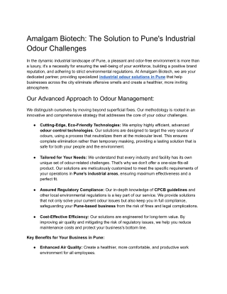 Amalgam Biotech_ The Solution to Pune's Industrial Odour Challenges