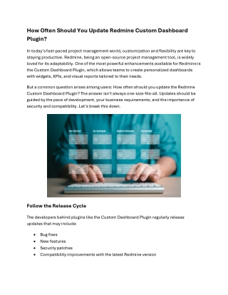 How Often Should You Update Redmine Custom Dashboard Plugin?