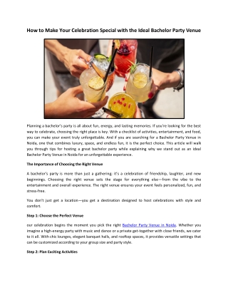 How to Make Your Celebration Special with the Ideal Bachelor Party Venue