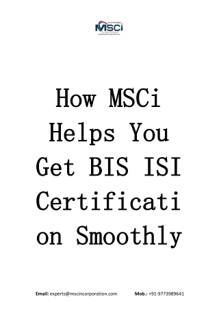 How MSCi Helps You Get BIS ISI Certification Smoot