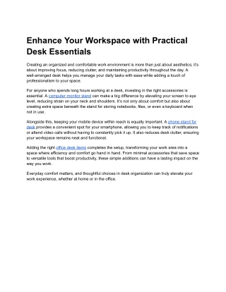 Enhance Your Workspace with Practical Desk Essentials