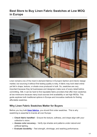 Best Store to Buy Linen Fabric Swatches at Low MOQ in Europe