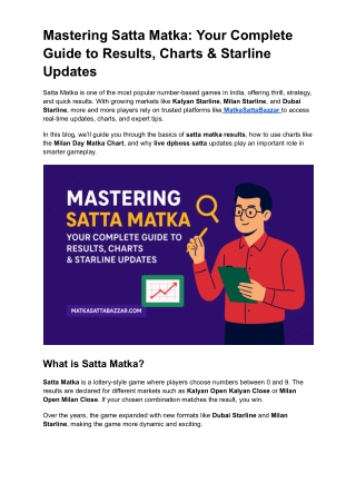 Mastering Satta Matka | Results, Charts & Starline Guide