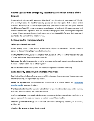 How to Quickly Hire Emergency Security Guards