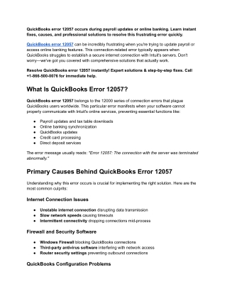 QuickBooks Error 12057 Fix Guide - Instant Solutions
