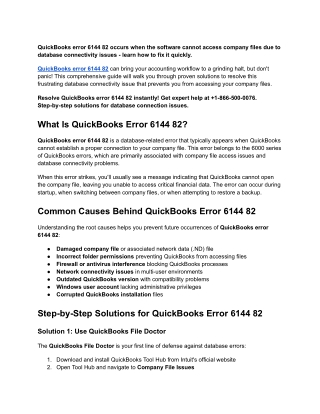 Fix QuickBooks Error 6144 82 _ Expert Solutions