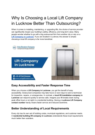 Lift Company in Lucknow