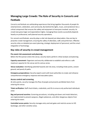 Managing Large Crowds-The Role of Security in Concerts and Festivals
