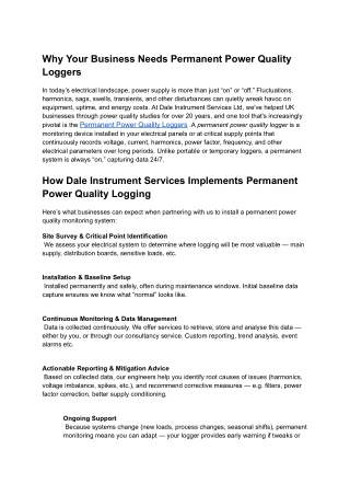 Why Your Business Needs Permanent Power Quality Loggers