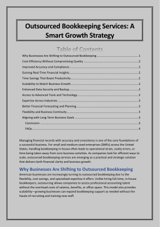 Outsourced Bookkeeping Services A Smart Growth Strategy