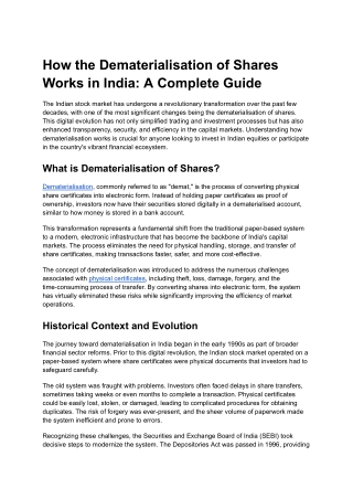 How Dematerialisation of Shares Works in India - Complete Guide 2025