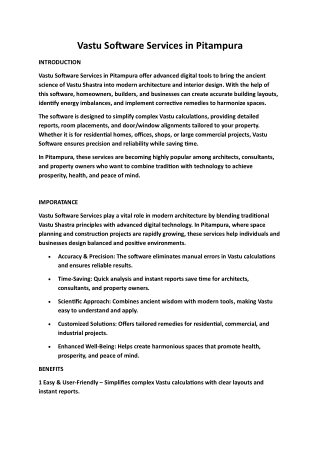 vastu software service in pitampura