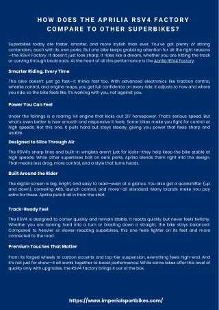 How Does the Aprilia RSV4 Factory Compare to Other Superbikes