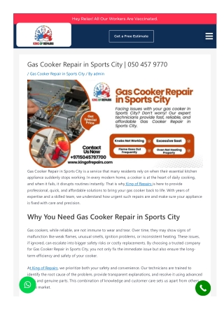 Gas Cooker Repair in Sports City